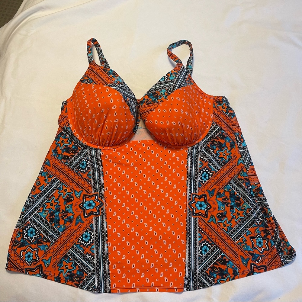 Orange/multi tankini underwire Balconette